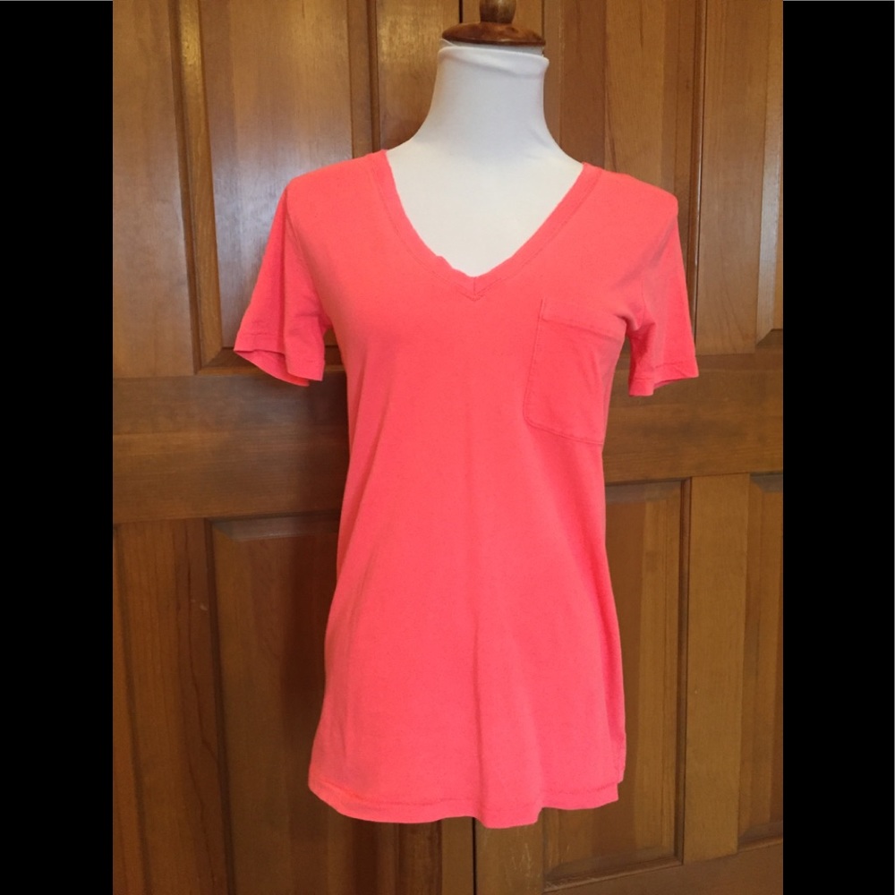 Anthropologie Coral V-Neck T-Shirt